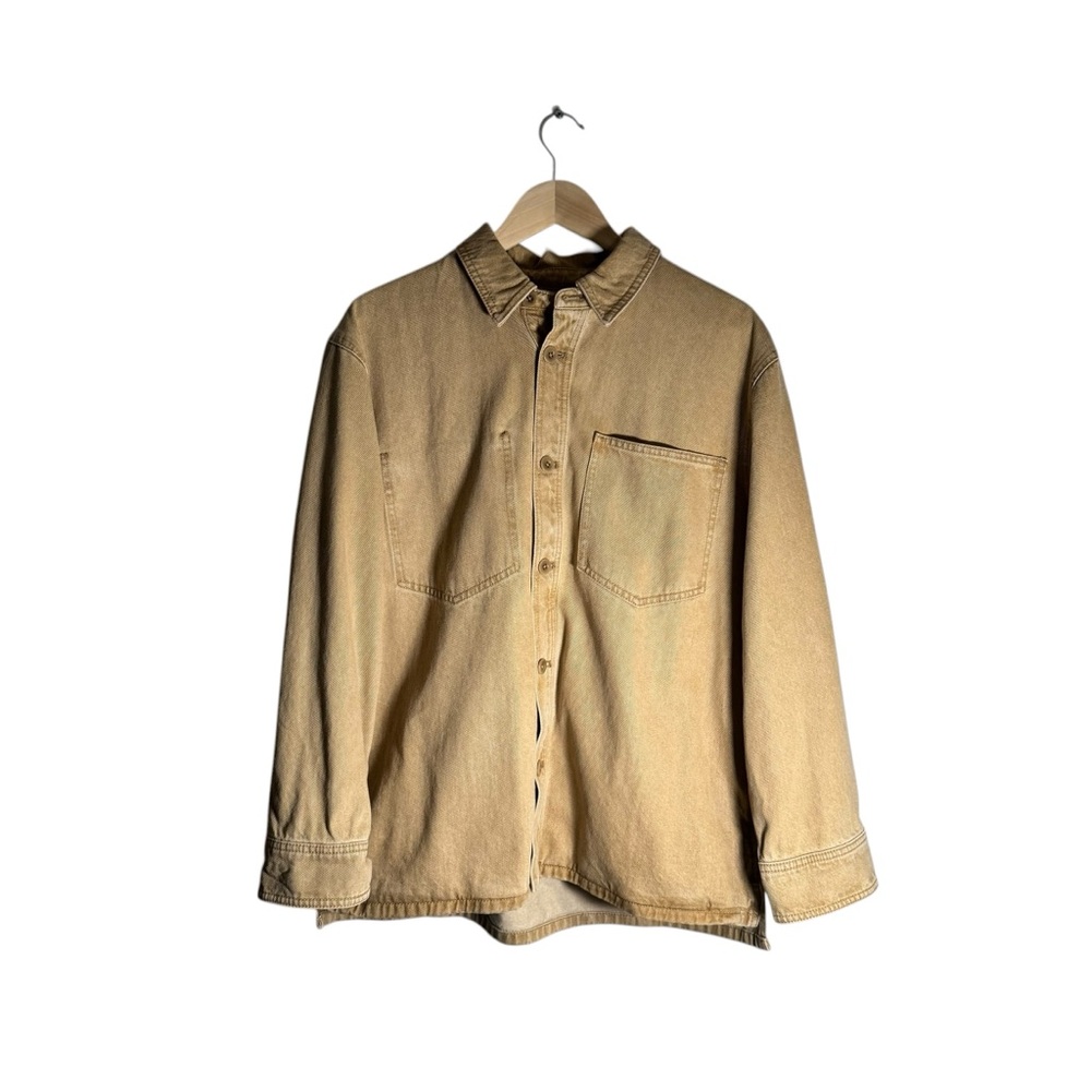 Madewell Tan Denim Shirt-Jacket Botanical Yarn-Dye Edition Chic Size Large - Picture 3 of 8